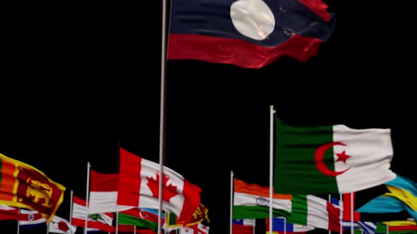 lao Flag With World Flags In Alpha Channel
