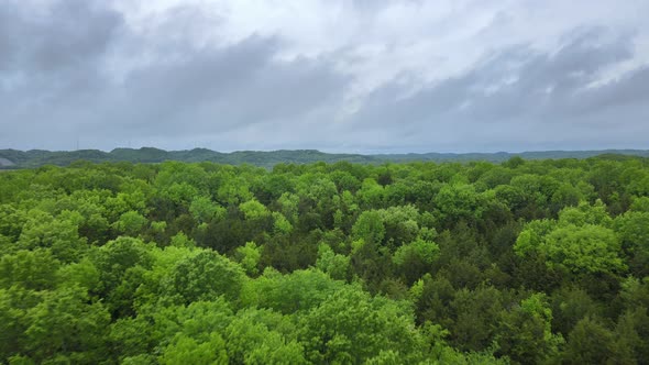 Aerial Birds Eye Panoramic View of a Business Centre of Kansas City in a Gloomy Weather alt