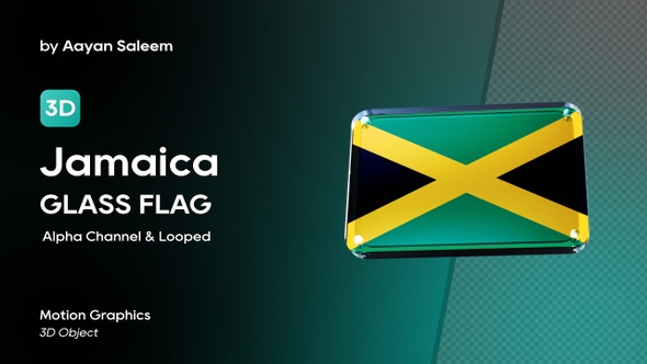 Jamaica Flag 3D Glass badge alt