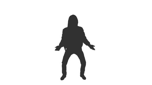 Silhouette of Young Hooded Man Pancing Psycho Dance