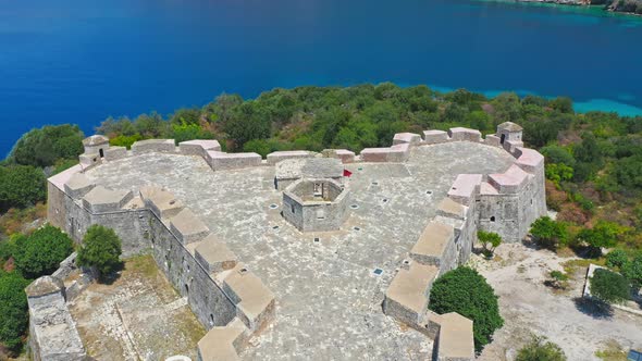 Aerial View of Port Palermo Castle in Albania