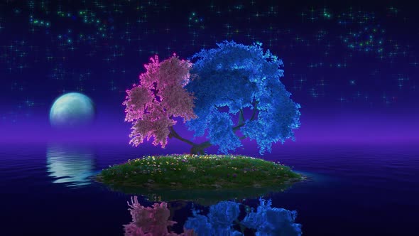 Two Trees in Shape of Heart in the Sea alt