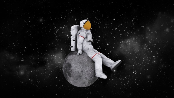 Astronaut Sitting On a Moon