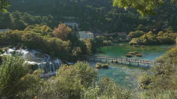 View of Waterfall Skradinski Buk in Krka National Park Croatia