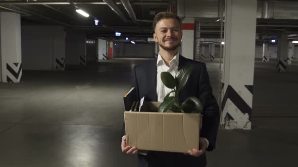 Crazy Happy Smiling Corporate Worker Leaving his Job and Gets Fired