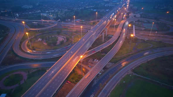 4K : Aerial time lapse in motion drone shot of freeway and interstate traffic alt