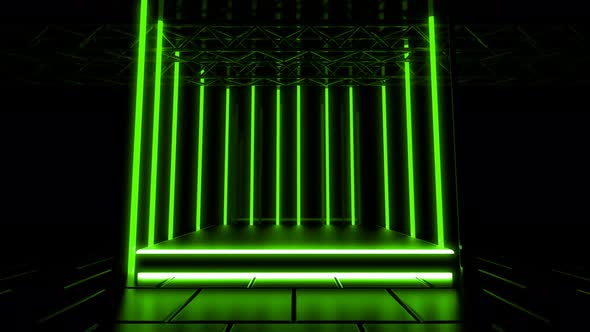 Green Neon Light Stage Background