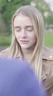 Vertical Video of a Young Skinny Girl in the Park alt