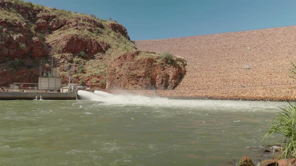 low angle view of lake argyle power station outlet near kununurra alt