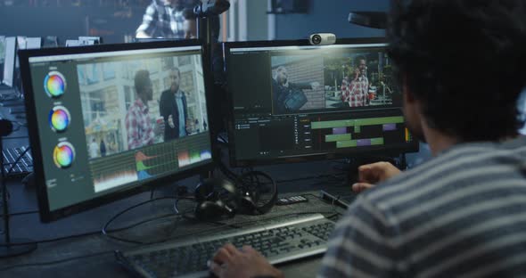 Film Editor Working on a Movie alt