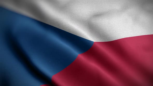 Czech Republic Flag Closeup Blowing In Wind alt