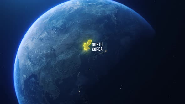 Earh Zoom In Space North Korea Country Alpha Output