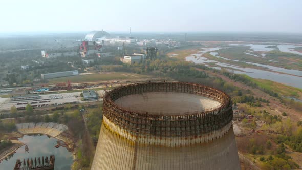 Territory Near Chernobyl NPP, Ukraine. Aerial View