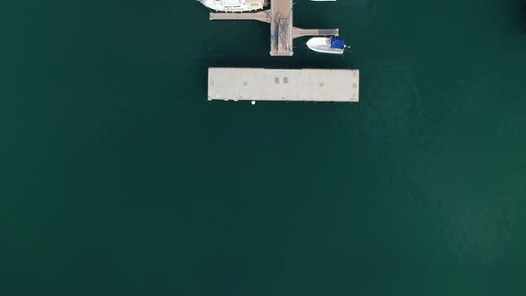 Top view of boats in marina alt