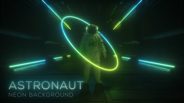 Neon Astrounaut Sci Fi Background