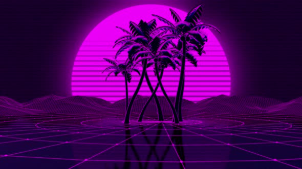 Night retro landscape alt