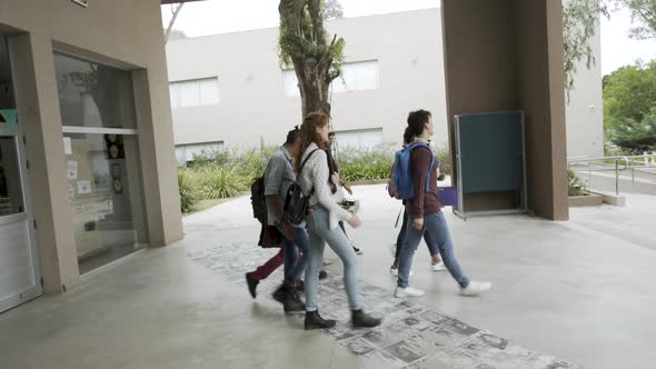 College students walking together in campus