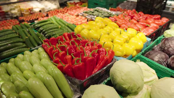 Many of Different Vegetables are on Display in the Store