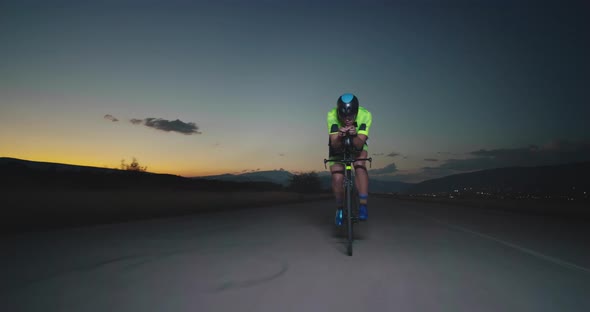 Triathlon Sportsman Athlete Cyclist Riding Professional Racing Bicycle alt
