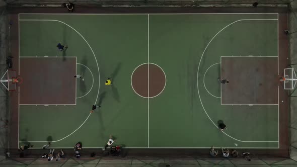 Basketball at Night Drone Shot alt
