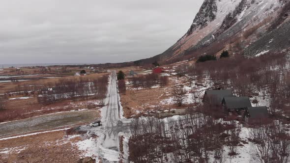 Coastal landscape in the lofoten islands - Fjord in the west of Norway - Scenic road