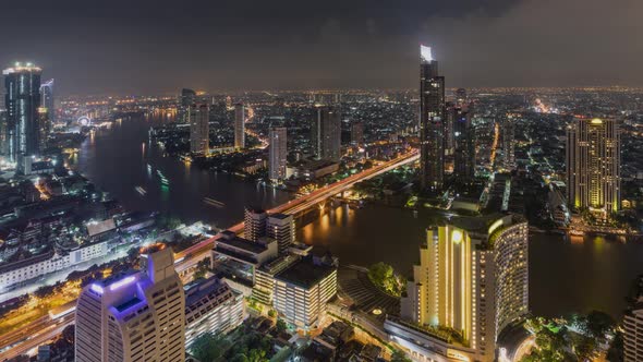 Bangkok Thailand At Night With Clouds Time Lapse alt