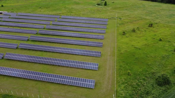 Aerial View of Solar Panels Farm Solar Cell with Sunlight alt