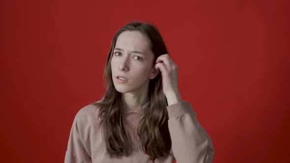 Girl Having Hearing Problems Asking to Say Louder Misunderstanding in Communication alt