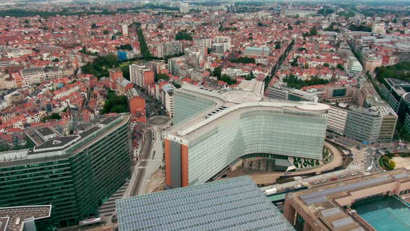 Headquarters of the EU Commission Berlaymont in European Quarter in Brussels