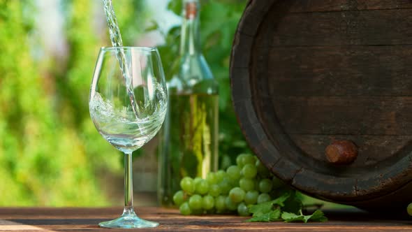 Pouring White Wine at the Vineyard in Super Slow Motion 1000Fps alt