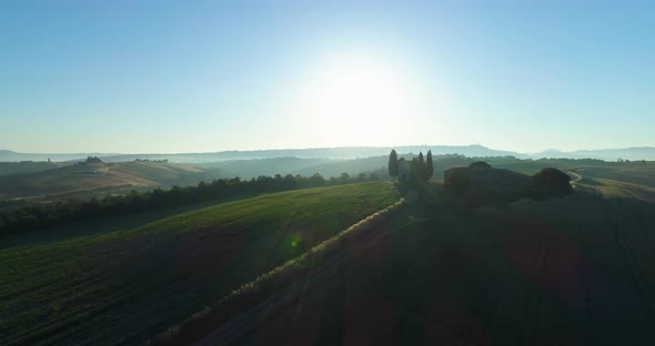 Aerial View of Colored Countryside in Tuscany