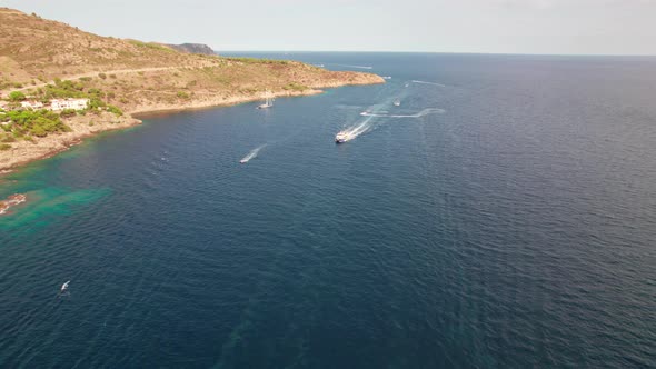 Drone Over Boats And Coastline Of Cap De Creus alt