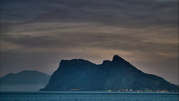 Clouds over Gibraltar Rock. Timelapse
