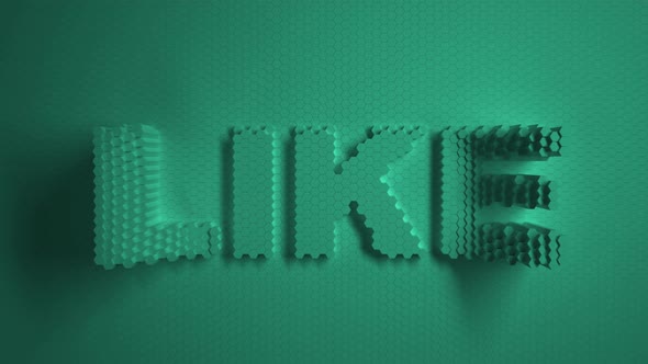 Text logo like Green mosaic with moving hexagons