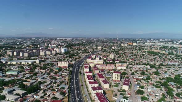 A Panorama of a Residential Area of Tashkent Shoot From a Drone on the Afternoon alt