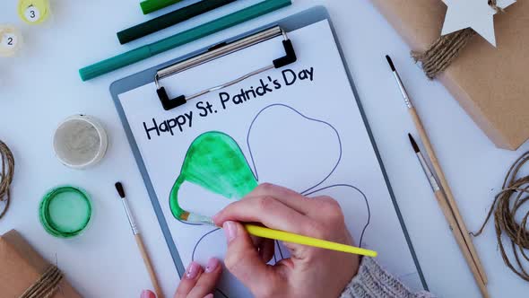 Female Hands Painting Greeting Card St Patricks Day alt