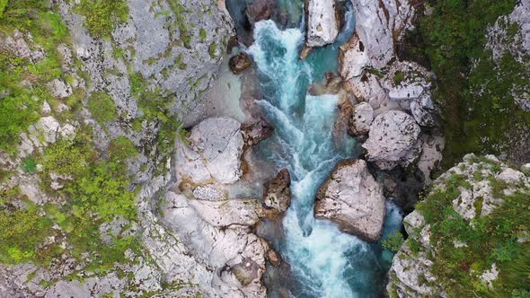 View on The Surface Of A Mountains River Soca in the Slovenia