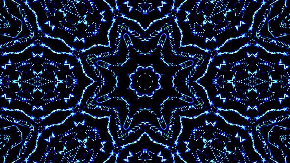 Bright abstract light flickering streaks set blue color, kaleidoscope