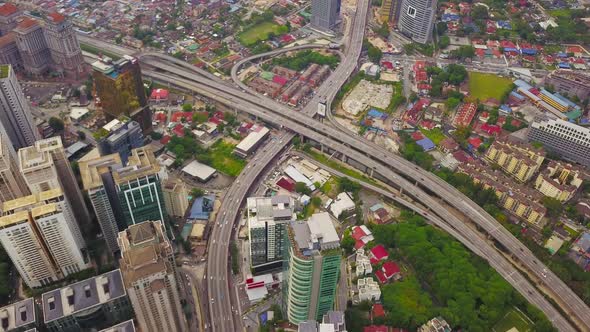 Aerial view of Kuala Lumpur Downtown, Malaysia in urban city in Asia. Skyscraper high-rise buildings alt