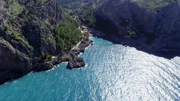 Flight Over Beautiful Seashore at Mallorca