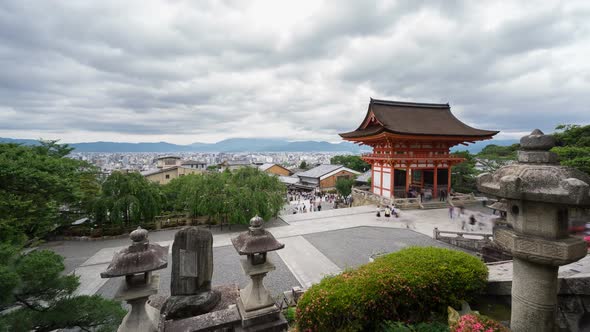 Time Lapse of Kiyomizu Dera and Tourists in Kyoto, Japan