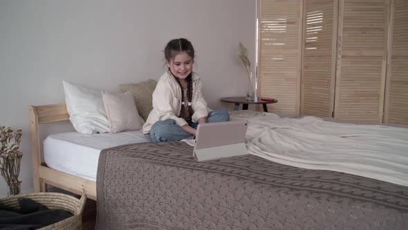 Girl Child Blogger Writes a Vlog for Social Network Like Channel Subscribe Goodbye alt