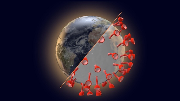 Earth And Coronavirus Cell Rotating In Seamless Loop (2 Pack) alt