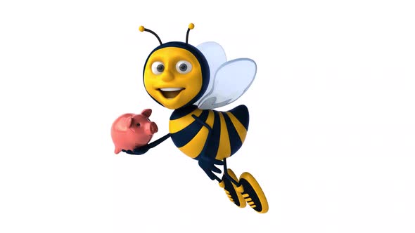 Fun 3D cartoon bee animation with alpha alt