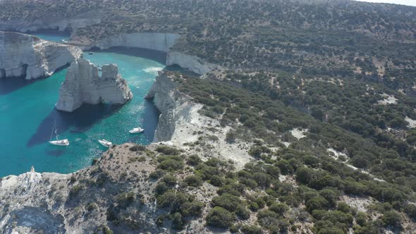Aerial Perspective of Tropical Island in Summer, Milos Greece alt