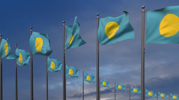 The Palau Flags Waving In The Wind  2K alt