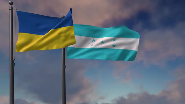 Honduras Flag Waving Along With The National Flag Of The Ukraine - 2K alt