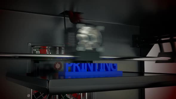 Creative model of the 3d printing text printed in the 3d printer device. alt