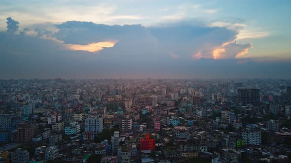 Time lapse Of Cumulonimbus Clouds Forming Above Asian Metropolitan Cityscape alt