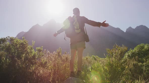 Caucasian man enjoying the landscape alt